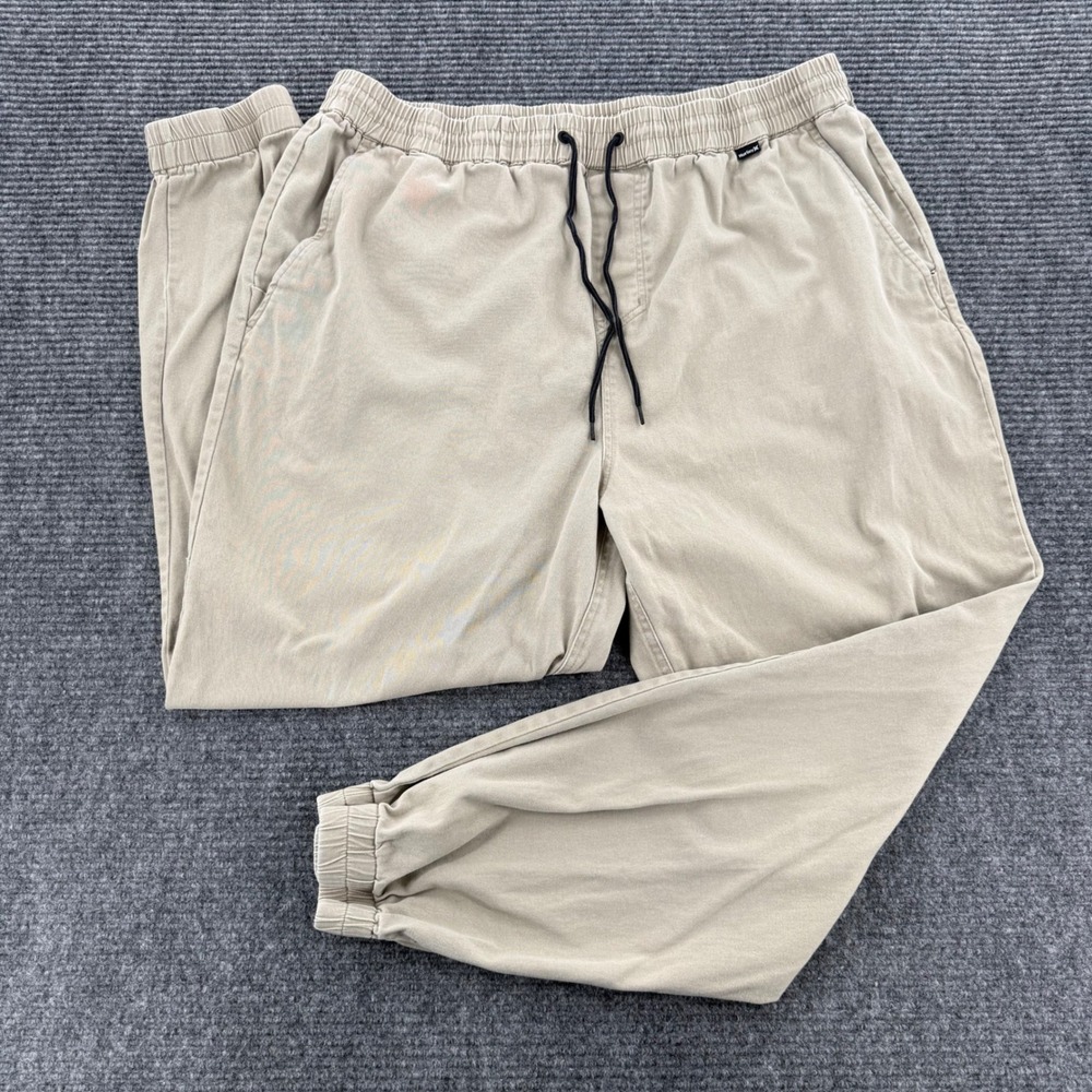 Hurley Mens XXL Khaki Tan Cotton Blend Jogger Pants Casual Drawstring Athletic